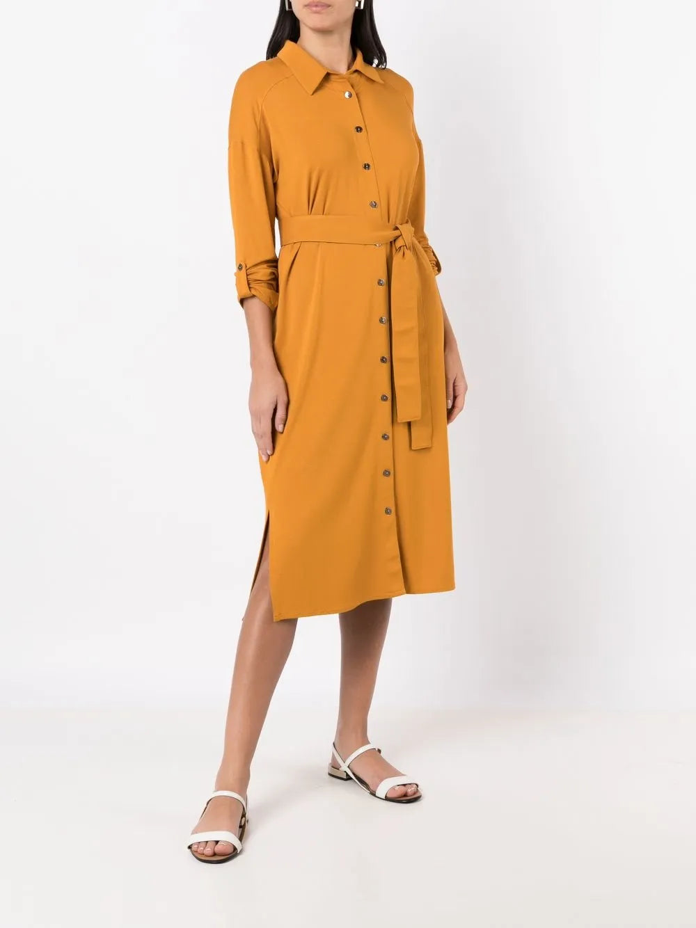Belted Jersey Shirt Dress