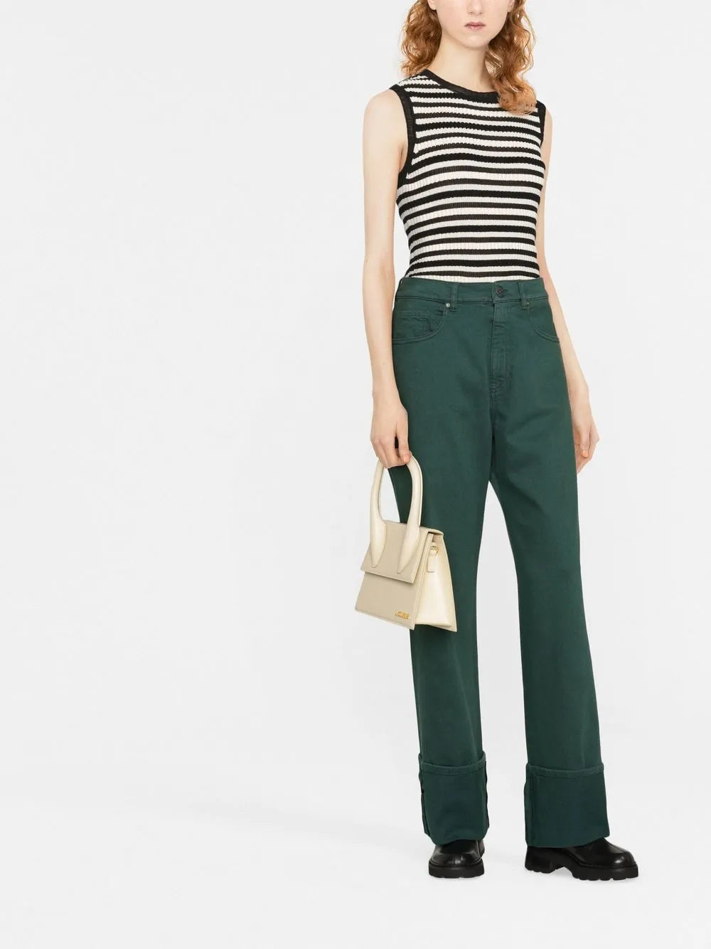 Turn-Up Cuffs Straight-Leg Jeans