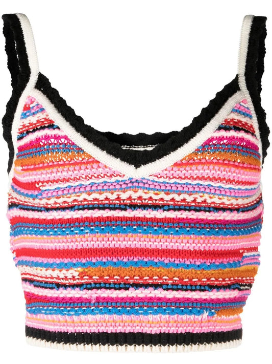 Striped Crochet-Knit Vest