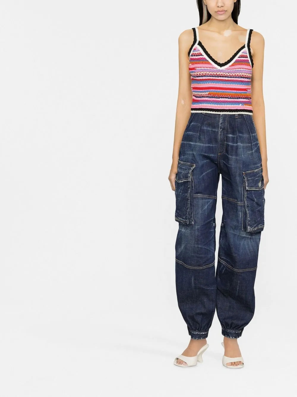 Striped Crochet-Knit Vest