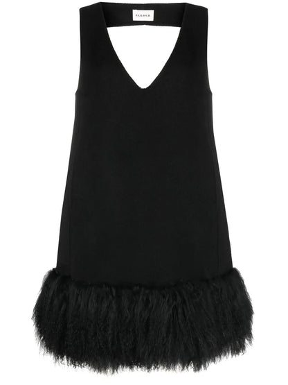 Shearling-Hem Minidress