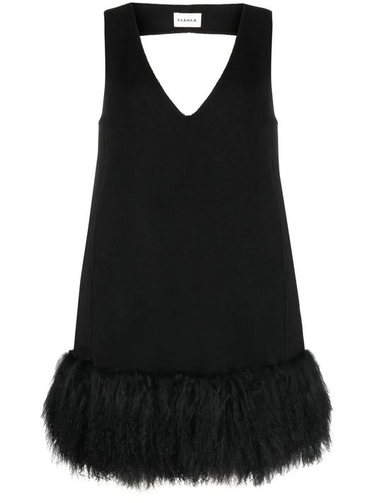 Shearling-Hem Minidress