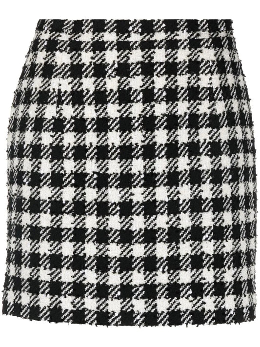 Herringbone-Pattern Print Mini Skirt