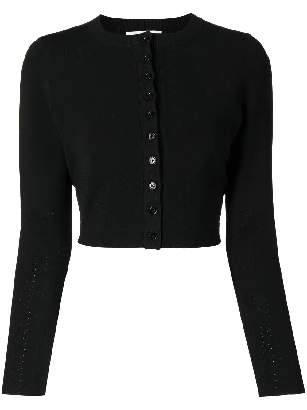Cropped Pointelle-Detail Cardigan