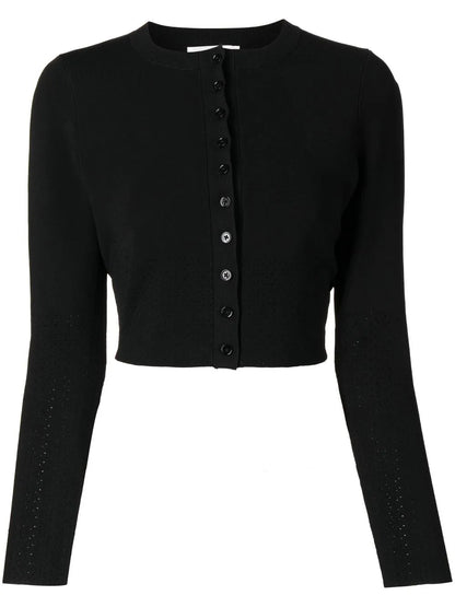Cropped Pointelle-Detail Cardigan