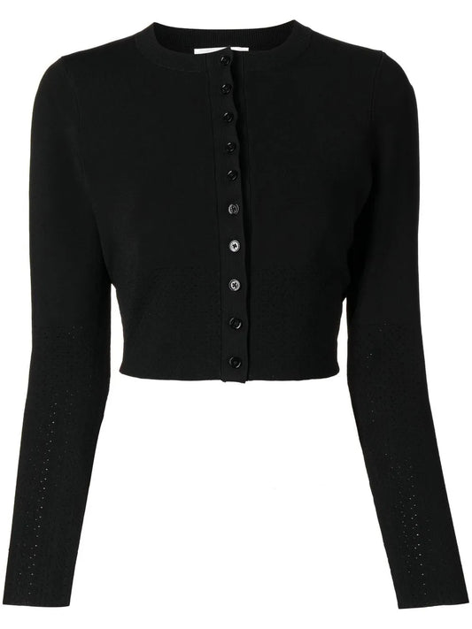 Cropped Pointelle-Detail Cardigan