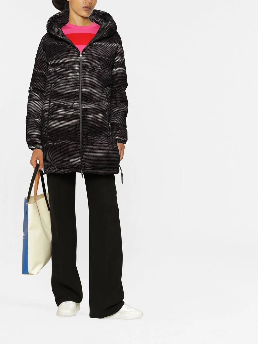 Abstract-Patterned Zip-Up Coat