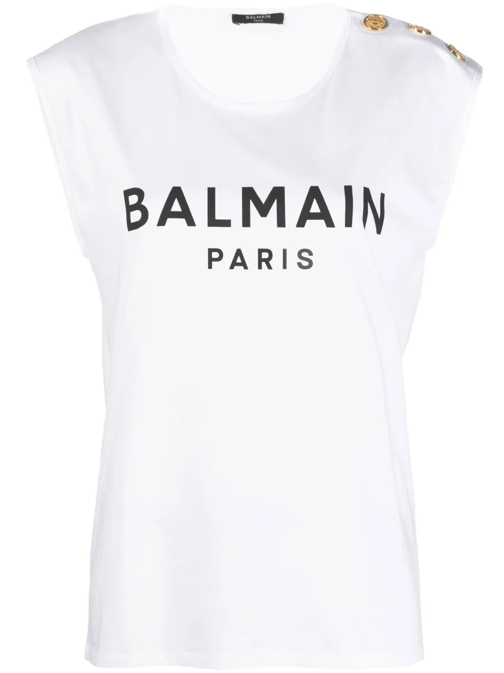 Button-Detail Logo-Print Tank Top