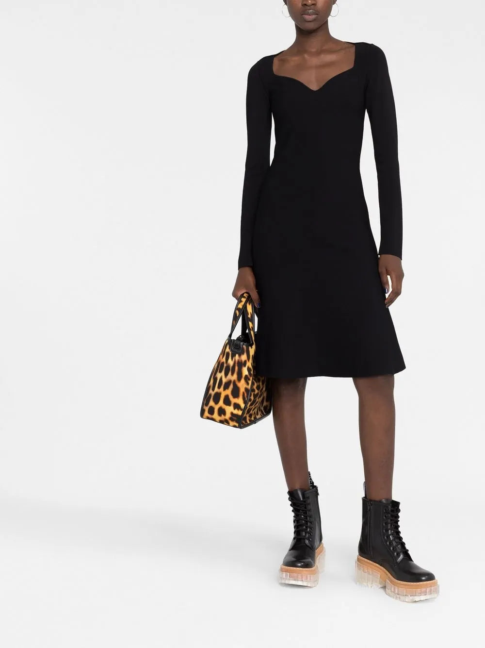 Sweetheart-Neck Flared Dress