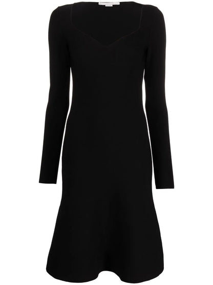 Sweetheart-Neck Flared Dress