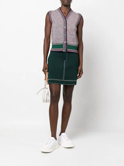Contrast-Stitch Mini Skirt