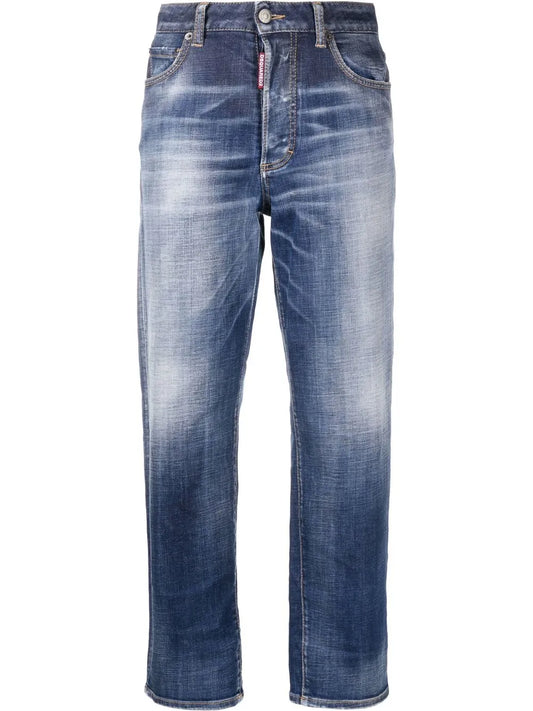 Faded Straight-Leg Jeans