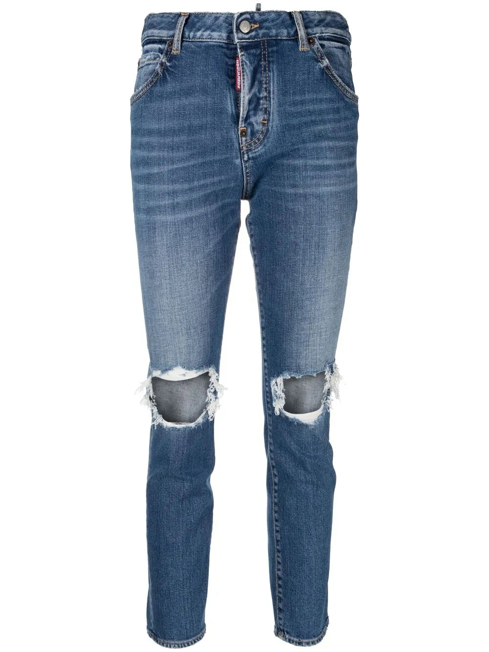 Cut-Out Slim Denim Jeans