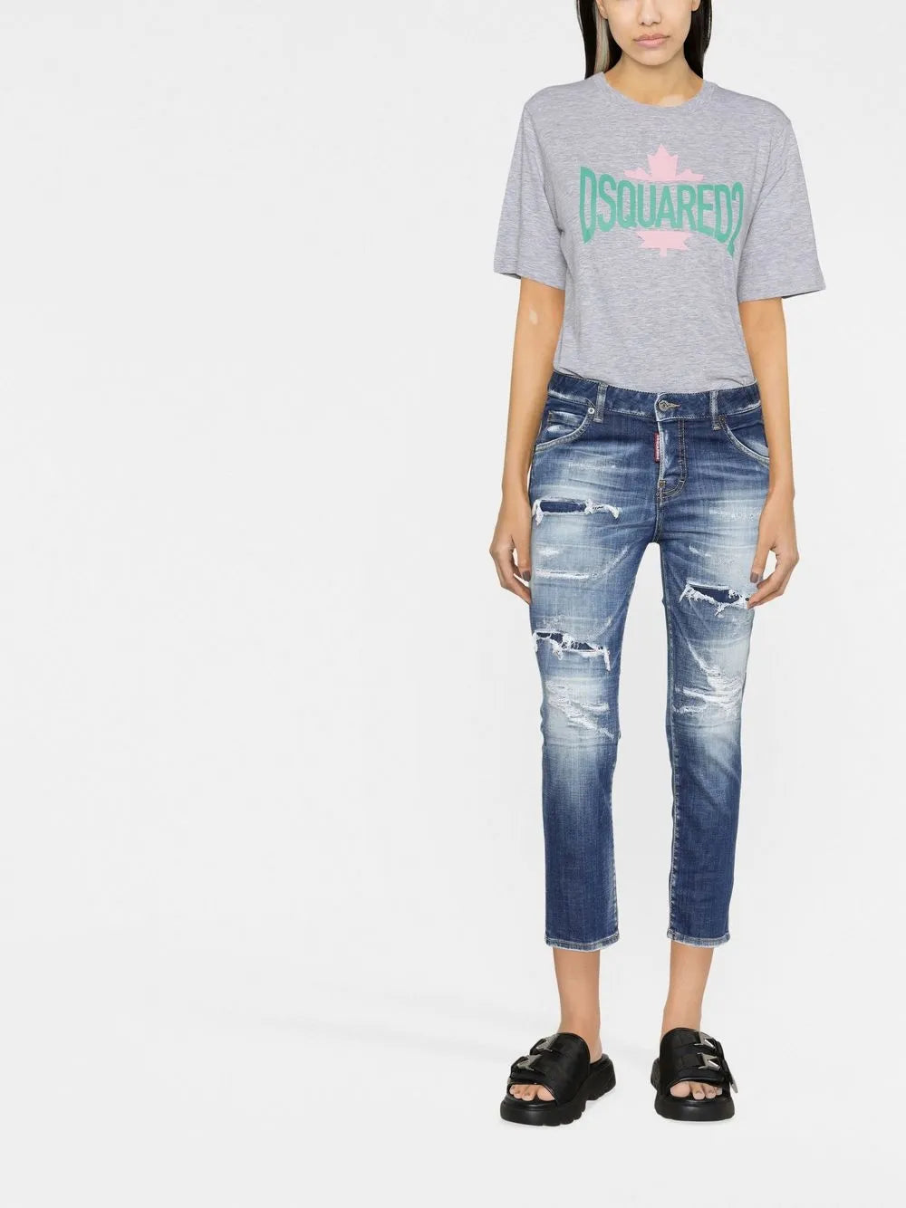 Bleached Cropped Jeans