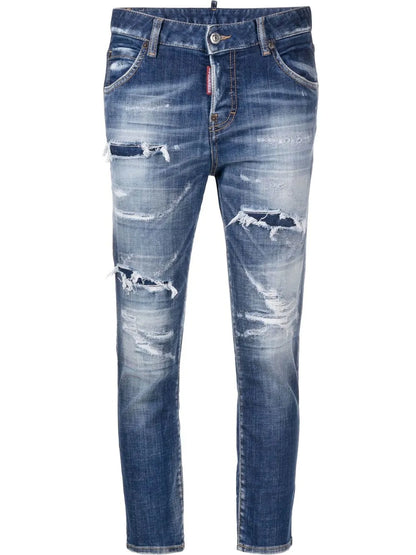 Bleached Cropped Jeans