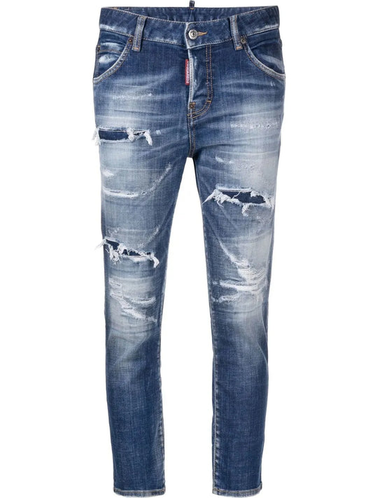 Bleached Cropped Jeans