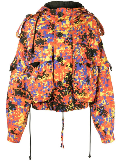 Abstract Print Hooded Jacket