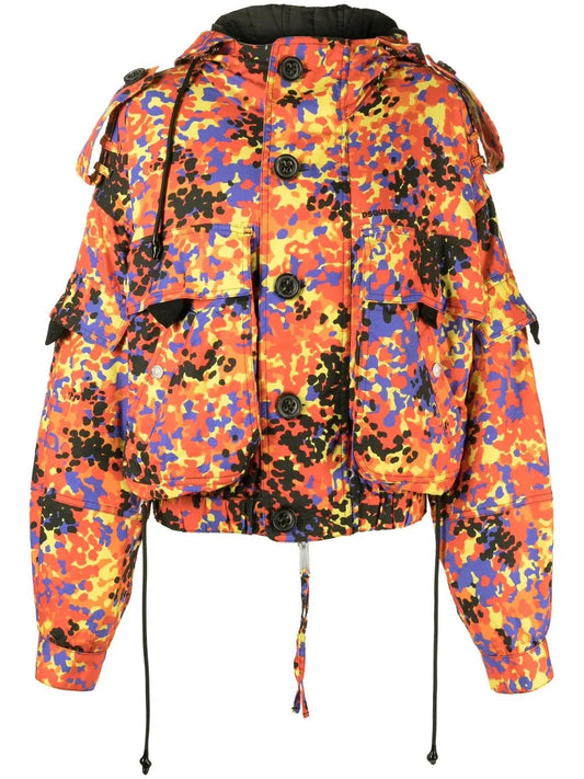 Abstract Print Hooded Jacket