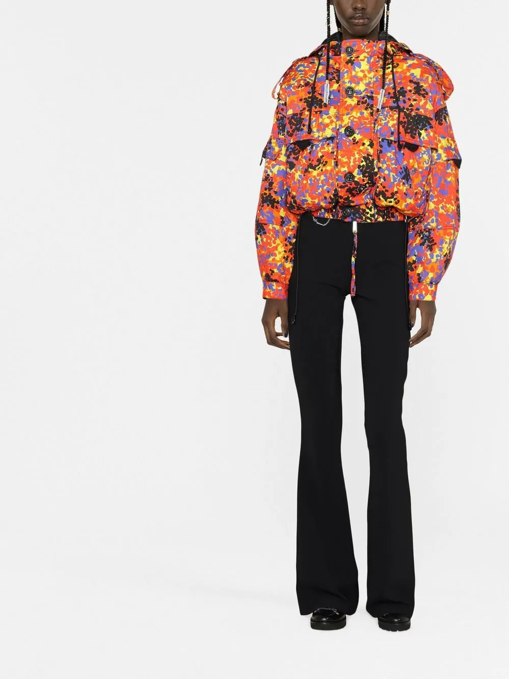 Abstract Print Hooded Jacket