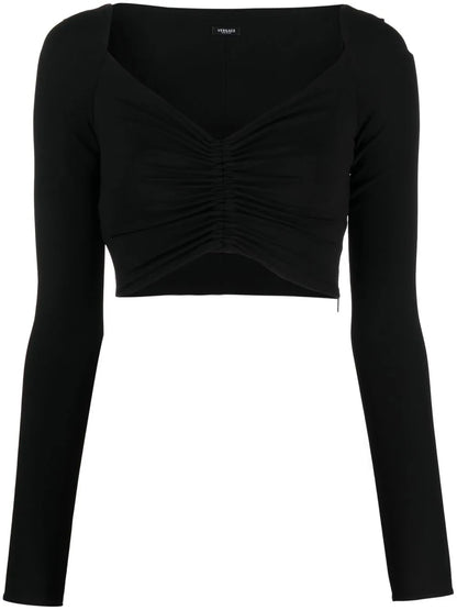 V-Neck Cropped Blouse