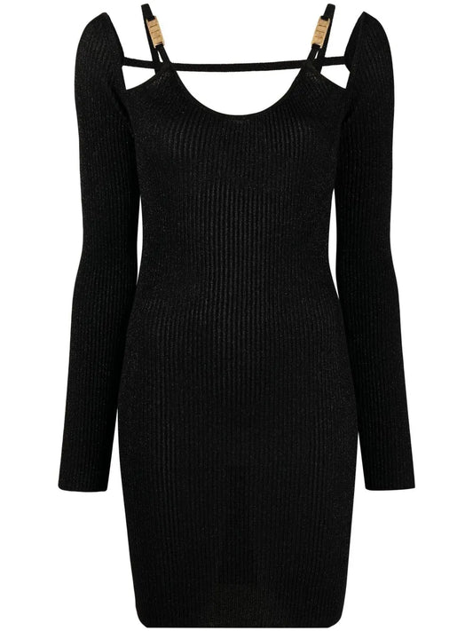 Cold-Shoulder Knitted Dress
