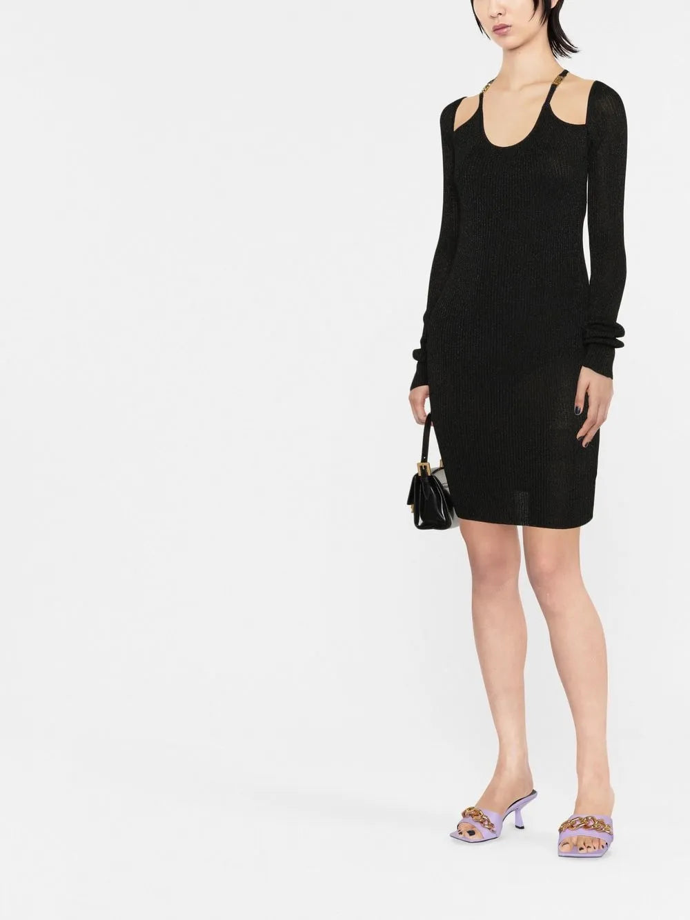 Cold-Shoulder Knitted Dress