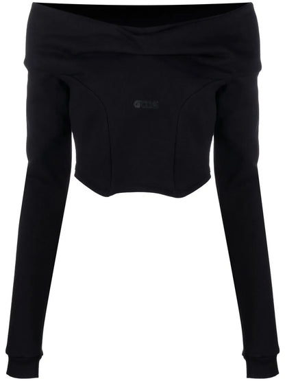 Off-Shoulder Cropped Sweatshirt