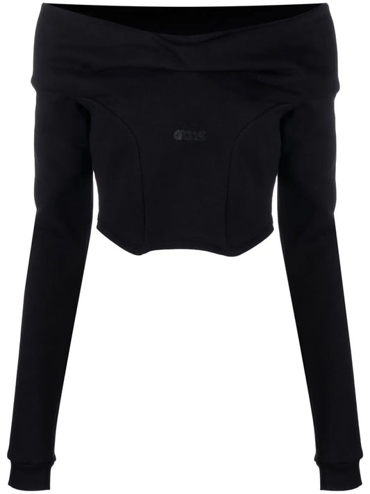Off-Shoulder Cropped Sweatshirt