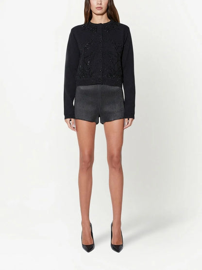 Embroidered Button-Down Cardigan
