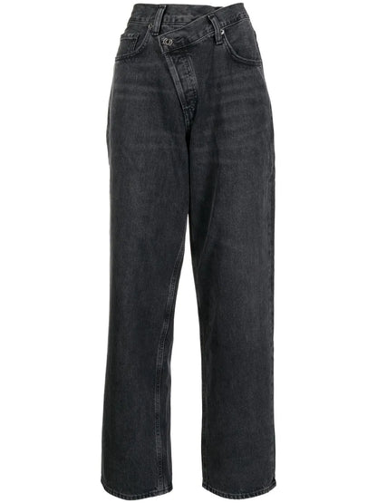 High-Waist Straight-Leg Jeans