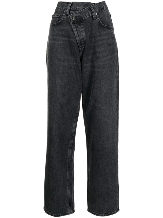 High-Waist Straight-Leg Jeans