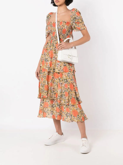 Zelza Floral-Print Tiered Dress