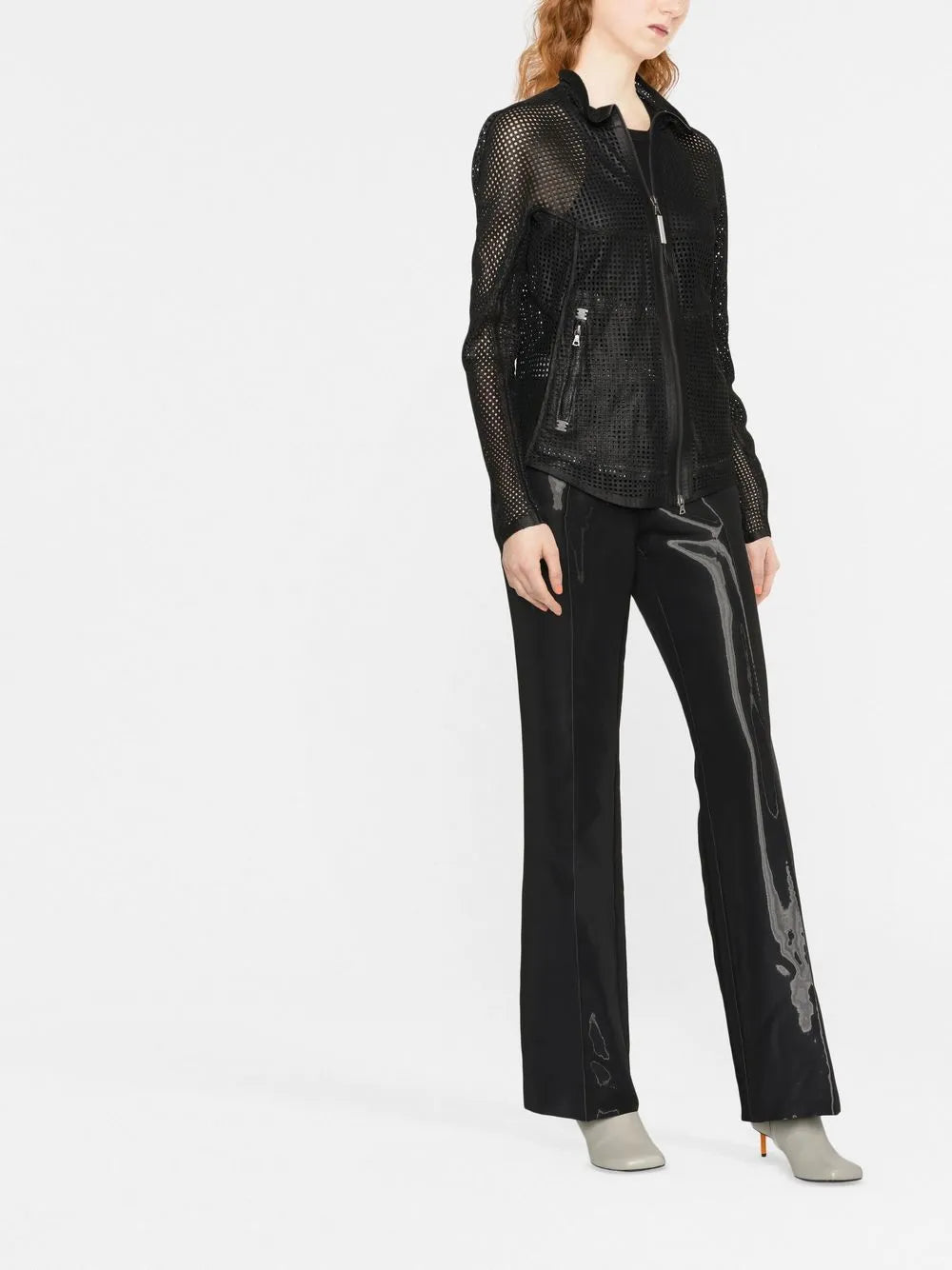 Sheer Mesh Zip-Up Jacket