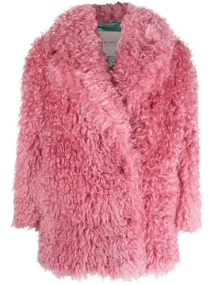 Faux-Shearling Wrap Coat
