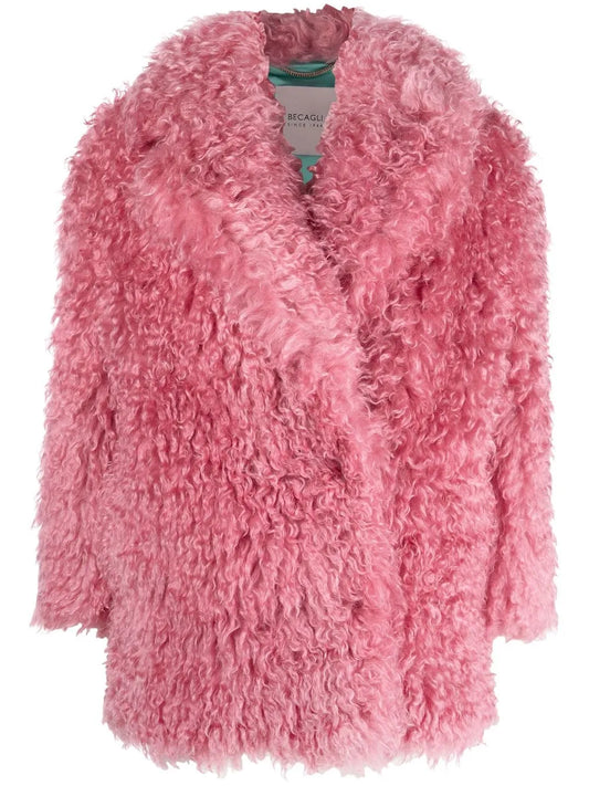 Faux-Shearling Wrap Coat