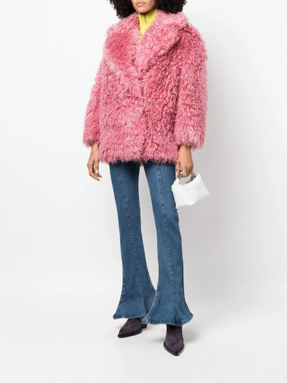 Faux-Shearling Wrap Coat