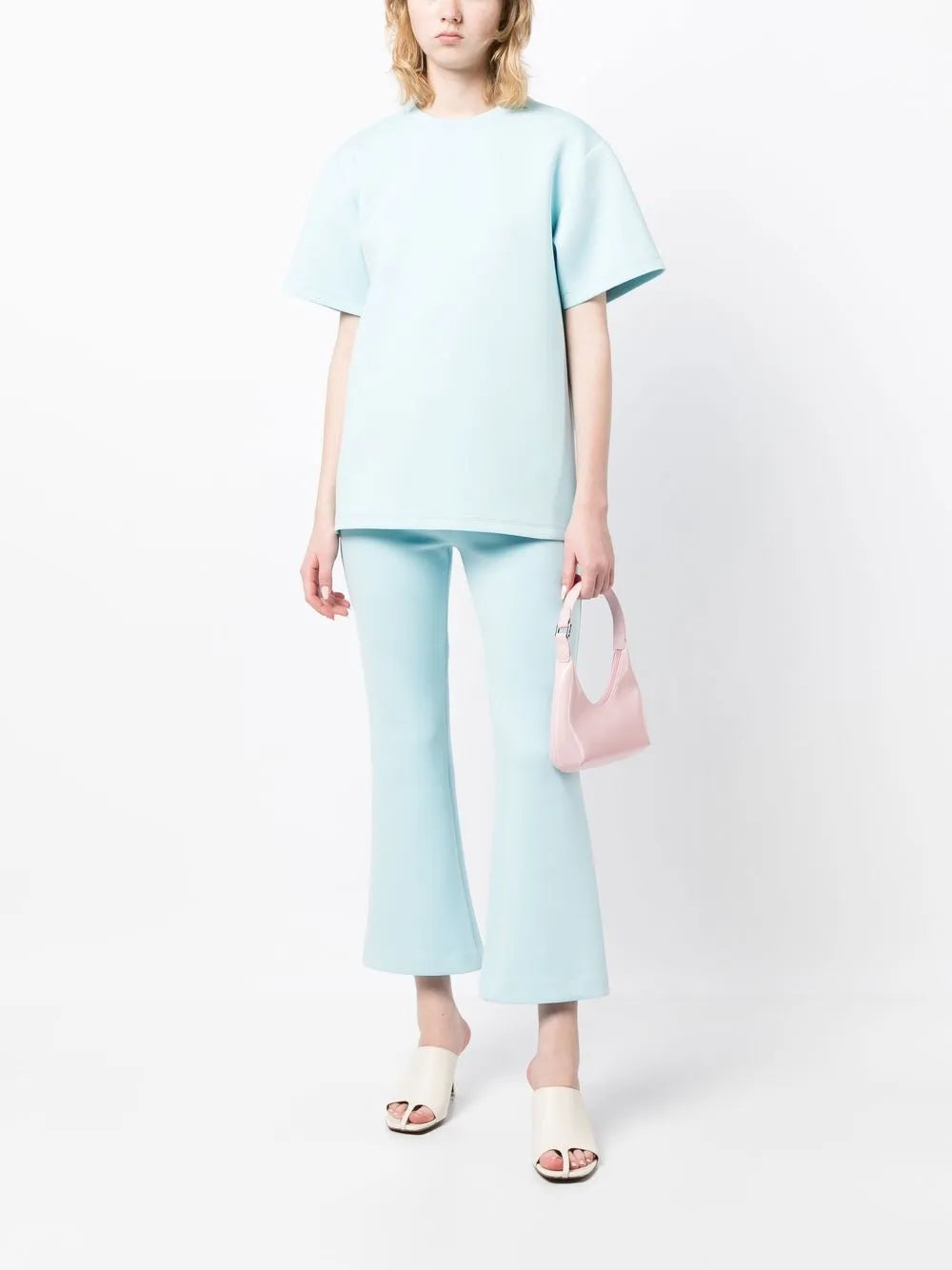 Mid-Rise Flared Cropped Trousers