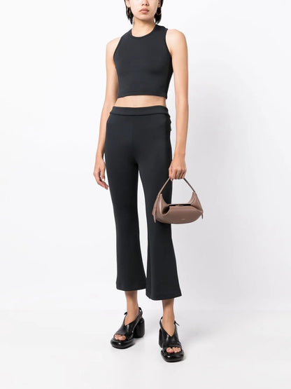 Mid-Rise Flared Cropped Trousers