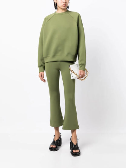 Mid-Rise Flared Cropped Trousers