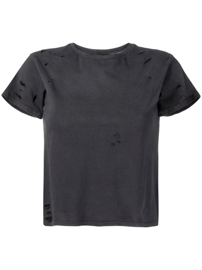Punch-Hole Detailing Cotton T-Shirt