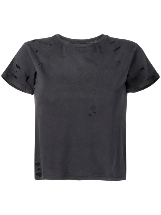Punch-Hole Detailing Cotton T-Shirt