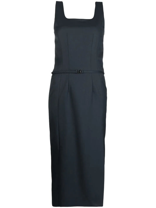 Side-Slit Belted Dress