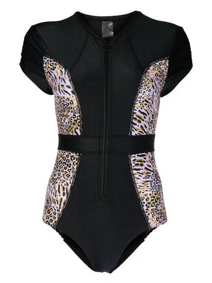 Leopard-Print Cap-Sleeve Spring Suit