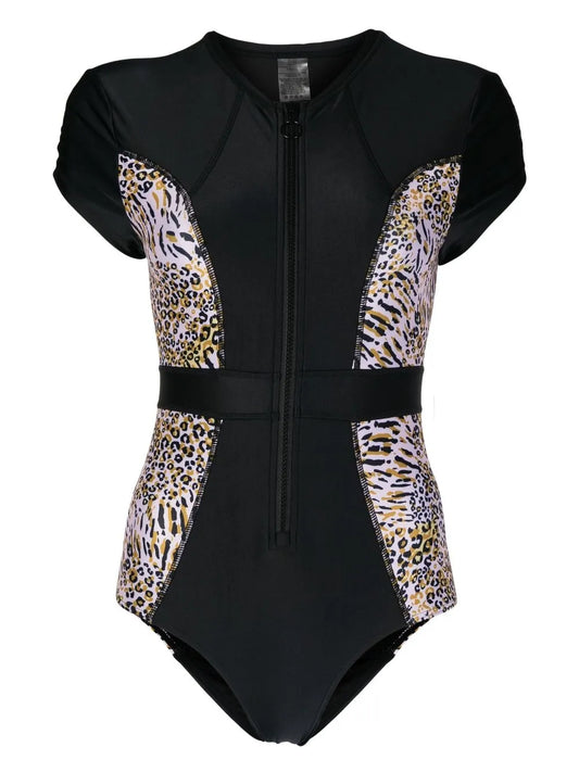 Leopard-Print Cap-Sleeve Spring Suit