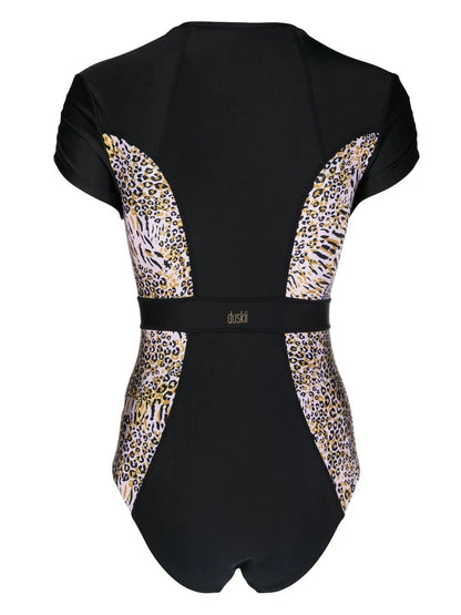 Leopard-Print Cap-Sleeve Spring Suit