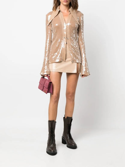 Side-Slit Mini Leather Skirt