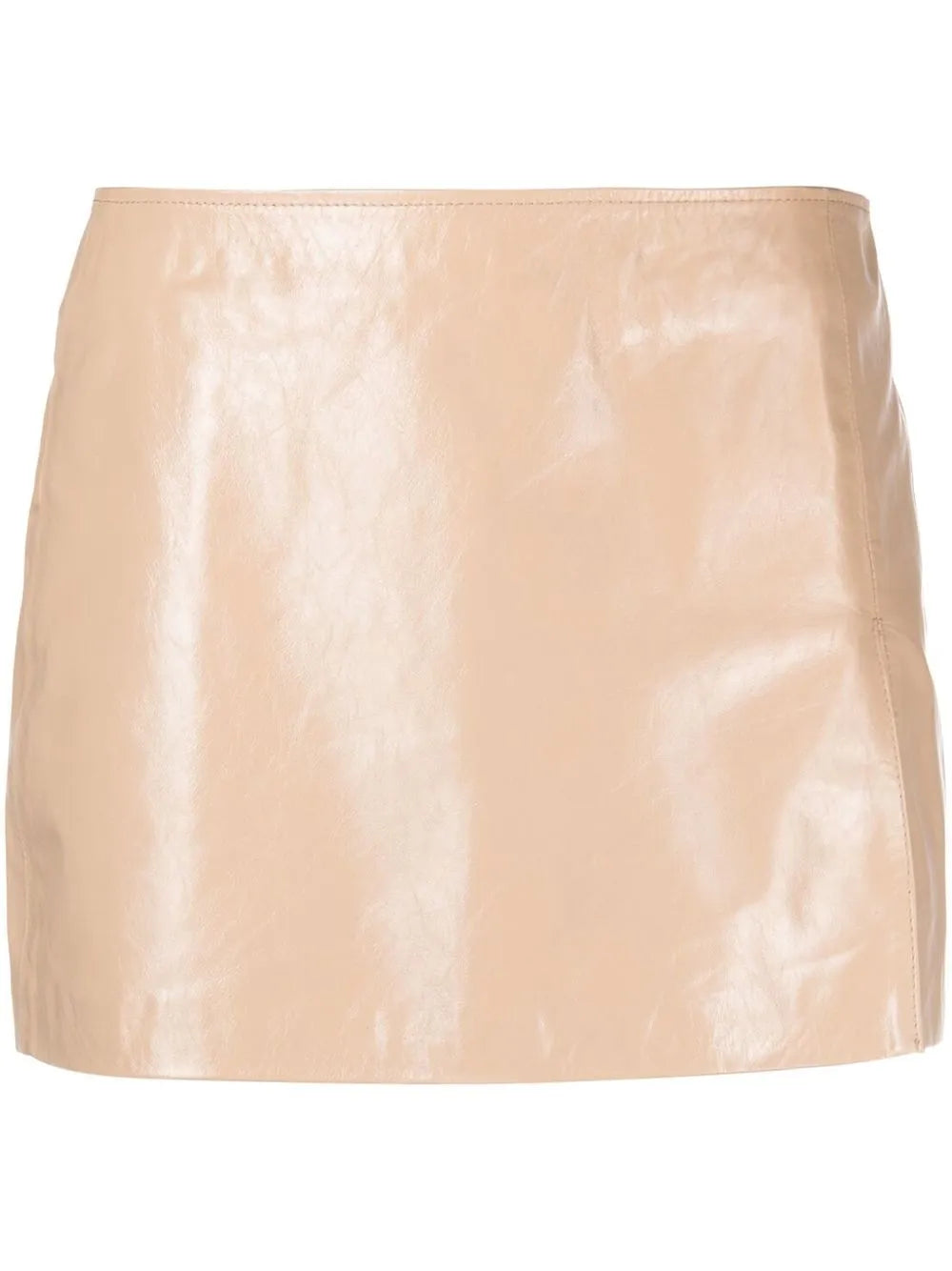 Side-Slit Mini Leather Skirt