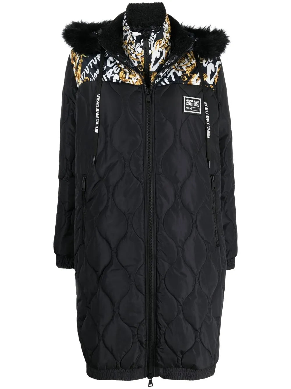 Graphic-Print Quilted Coat