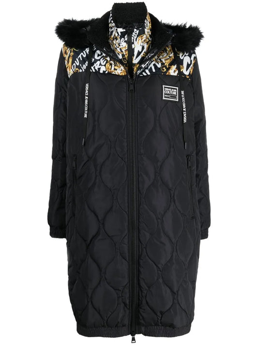 Graphic-Print Quilted Coat