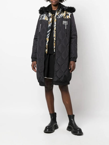 Graphic-Print Quilted Coat